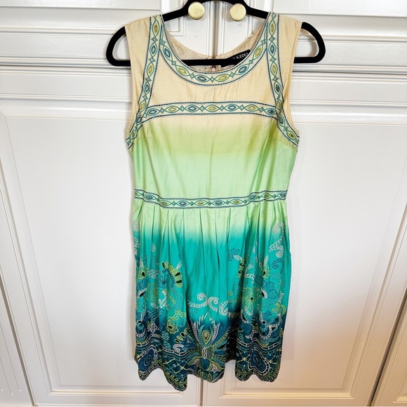 Anthropologie Women’s Tanvi Kedia Ombré Chameli Silk Fit Flare Embroidered Dress - Picture 5 of 13